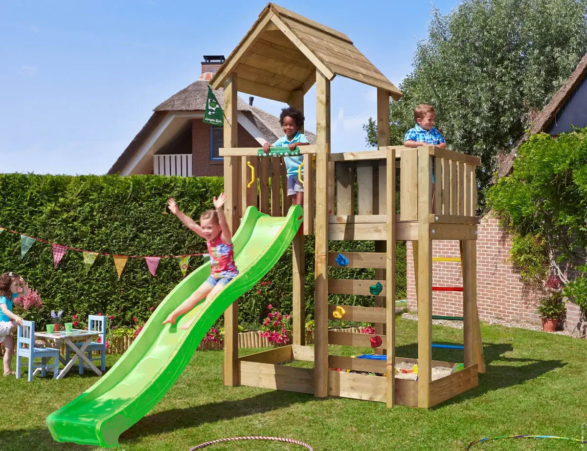Jungle Gym Mansion Legetårn med Grøn Rutsjebane