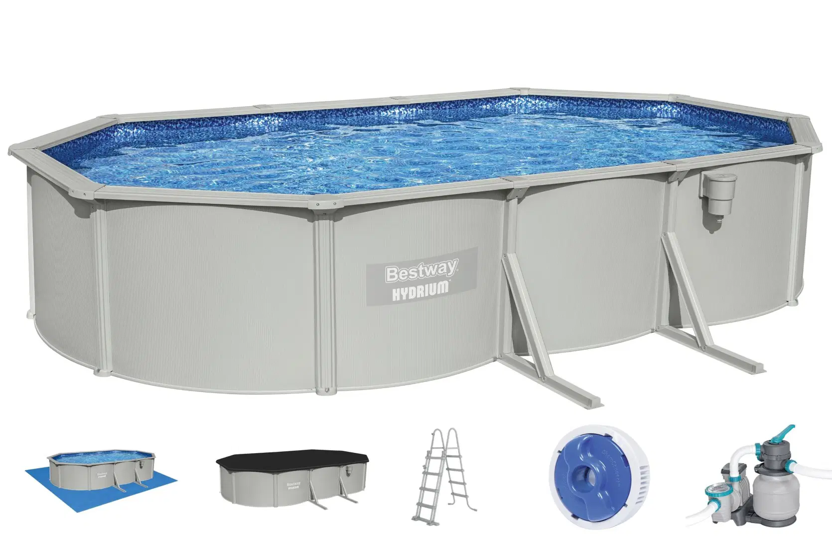 Swimmingpool - Bestway Hydrium 610 x 366 x 122 cm Oval Stålvægspoolsæt (2025 mod